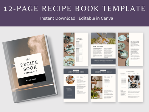 Recipe Book Template Editable in Canva