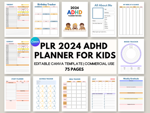 2024 ADHD Kids Planner with Resell Rights
