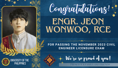 Congratulations tarp for passing the Civil Engineer Licensure Exam by Engineer D.